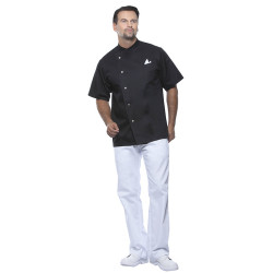 GUSTAVE Veste de cuisine homme manches courtes noir