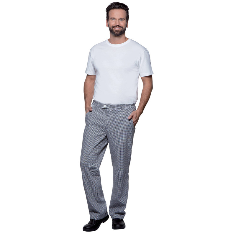 Pantalon de cuisine homme noir et blanc en coton BASIC - BGA Vêtements