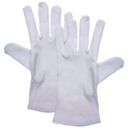 Gants blancs 100 % coton pour grandes mains