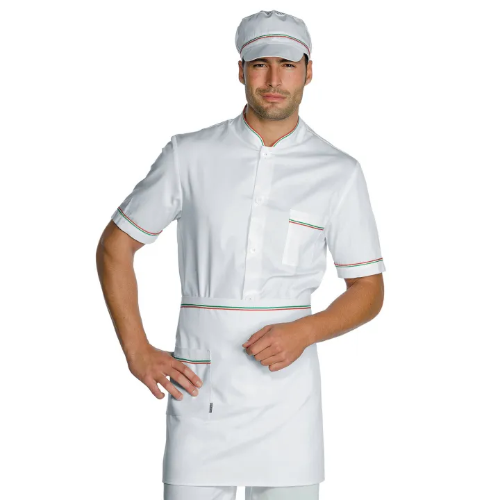 VITA COTON Tablier de serveur mixte destock&eacute; blanc/italie