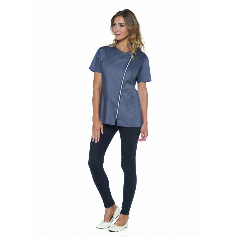 Ambre Tunique Femme Stretch Avec Zip Asymetrique