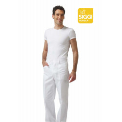 Habimat - Pantalon de cuisine  Couleur Blanc taille, Réglable élastique