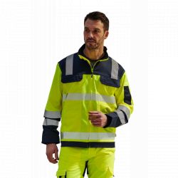 Combinaison de travail Homme Jaune fluo hivi et bleu marine - Vêtements  Haute visibilité 