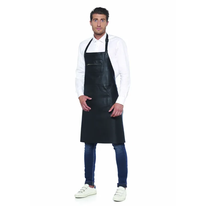 Tablier A Bavette En Cuir Poche Ventrale