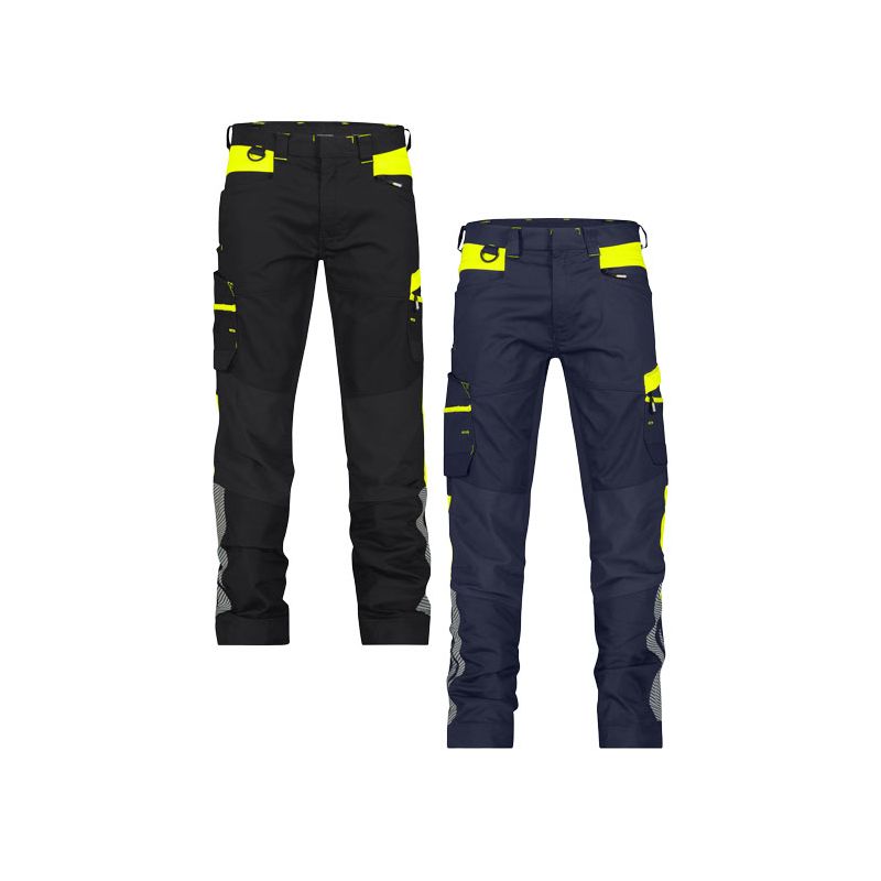 HONG KONG Pantalon De Travail Stretch Bleu Nuit / Jaune