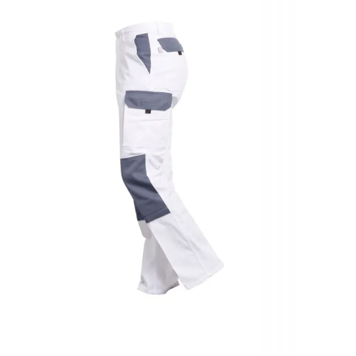 TYPHON Pantalon de travail Blanc/Gris poche genouill&egrave;res