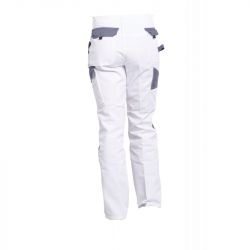 TYPHON Pantalon de travail Blanc/Gris poche genouillères