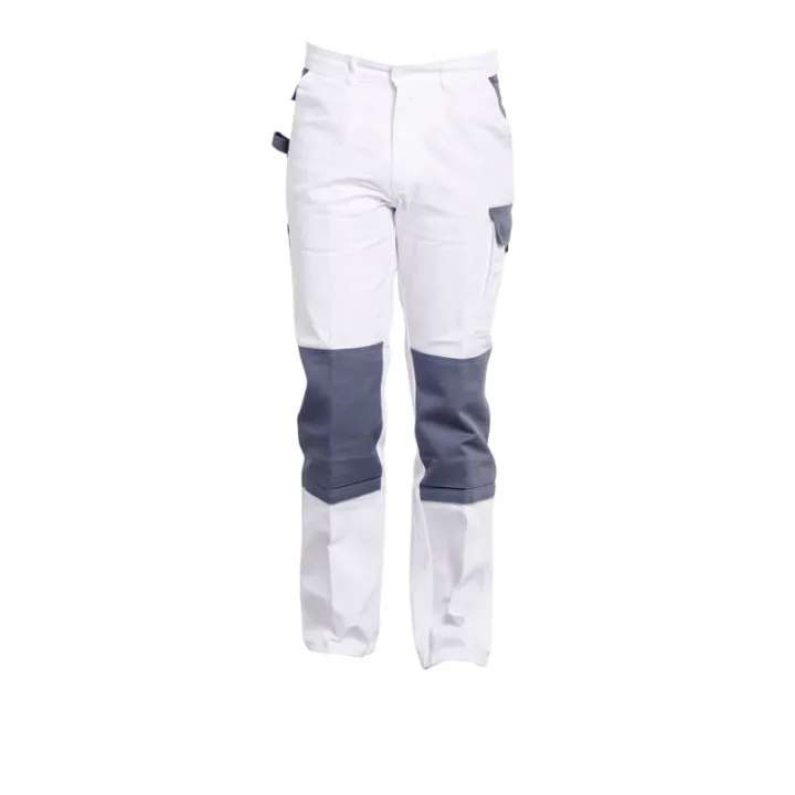 TYPHON Pantalon de travail Blanc/Gris poche genouill&egrave;res