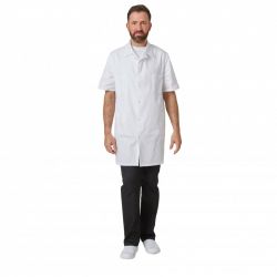 BLOUSE MEDICALE HOMME MANCHE COURTE A PRESSION INOX