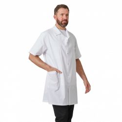 BLOUSE MEDICALE HOMME MANCHE COURTE A PRESSION INOX