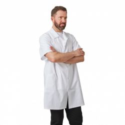 BLOUSE MEDICALE HOMME MANCHE COURTE A PRESSION INOX