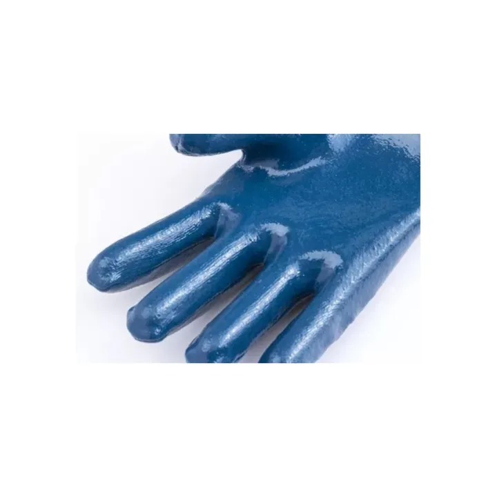 Lot 10 paires de gants nitrile bleu double enduction dos enduit, manchette de s&eacute;curit&eacute;, standard