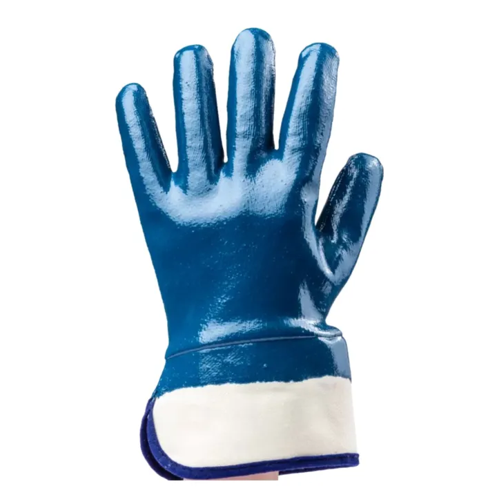 Lot 10 paires de gants nitrile bleu double enduction dos enduit, manchette de s&eacute;curit&eacute;, standard