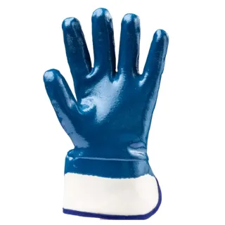 Lot 10 paires de gants nitrile bleu double enduction dos enduit, manchette de s&eacute;curit&eacute;, standard