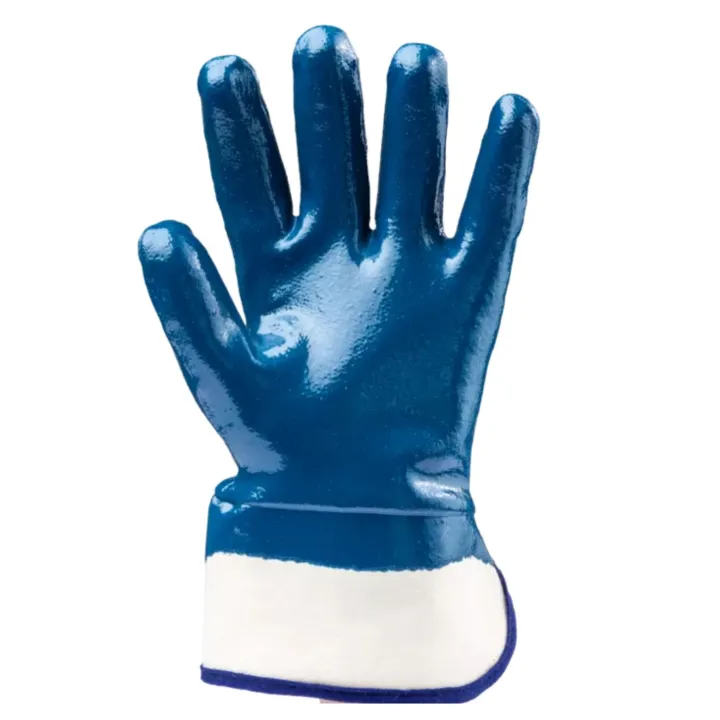 Lot 10 paires de gants nitrile bleu double enduction dos enduit, manchette de s&eacute;curit&eacute;, standard