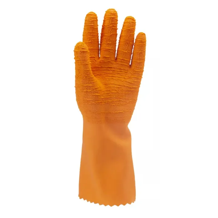 Gants latex cr&ecirc;p&eacute; orange lot de 12 paires