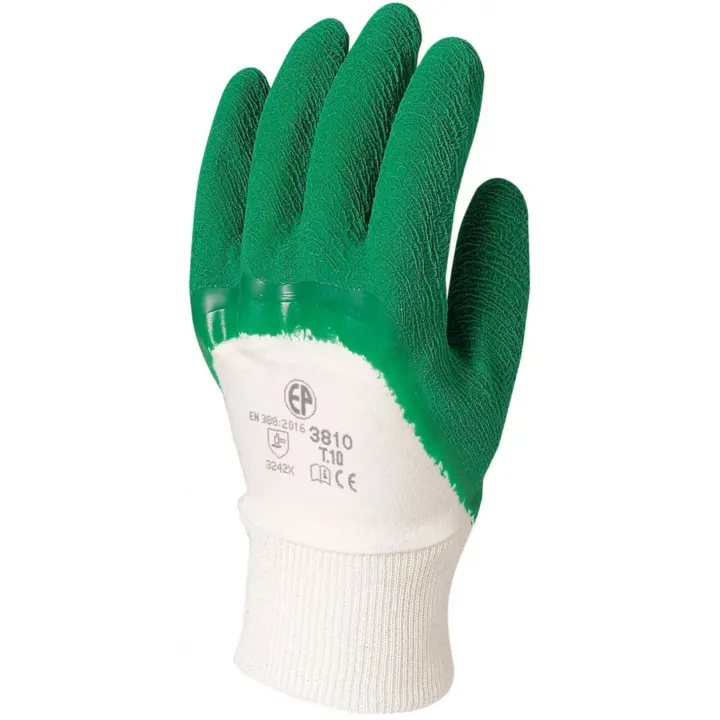 Gant de jardinage latex cr&ecirc;p&eacute; vert