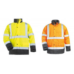 ROADWAY Parka de travail chaude polyester doublée matelassée haute visibilité 