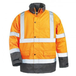 ROADWAY Parka de travail chaude polyester doublée matelassée haute visibilité 