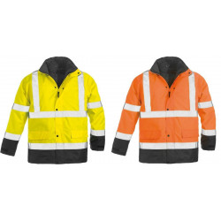  ROADWAY Parka de travail chaude polyester matelassée multipoches 3 en 1 haute visibilité