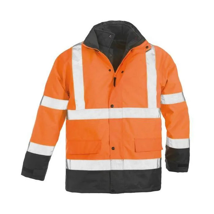  ROADWAY Parka de travail chaude polyester matelass&eacute;e multipoches 3 en 1 haute visibilit&eacute;