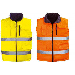 HIWAY gilet de travail polyester réversible multipoches haute visibilité