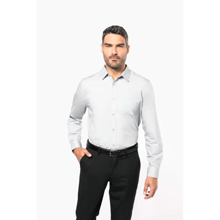 Chemise Homme Ml 100% Coton Popeline