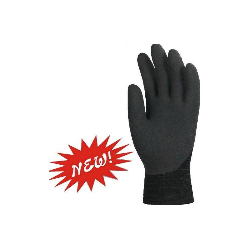 Lot de 10 gants EUROWINTER enduit latex noir, dos aéré