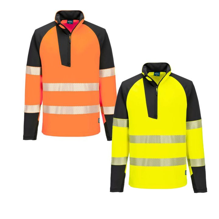 Sweat de travail haute visibilit&eacute; demi-zip imperm&eacute;able T172 Portwest