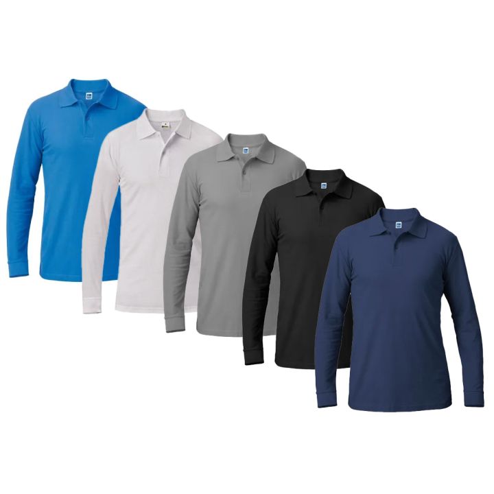 SUMMER Polo de travail homme manches longues 100% coton