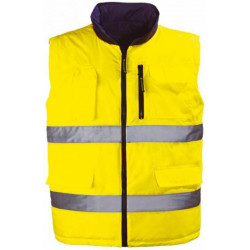 HIWAY gilet de travail polyester réversible multipoches haute visibilité