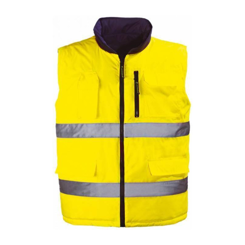 HIWAY gilet de travail polyester réversible multipoches haute visibilité