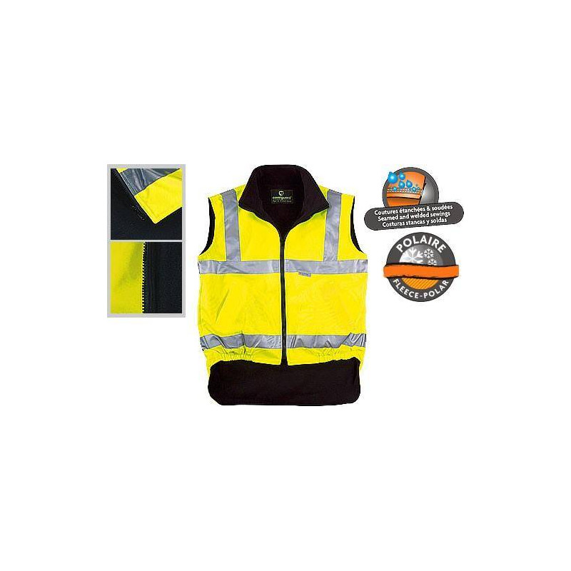 HIWAY gilet de travail polaire chaud polyester doublée haute visibilité 