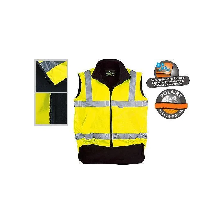 HIWAY gilet de travail polaire chaud polyester doubl&eacute;e haute visibilit&eacute; 