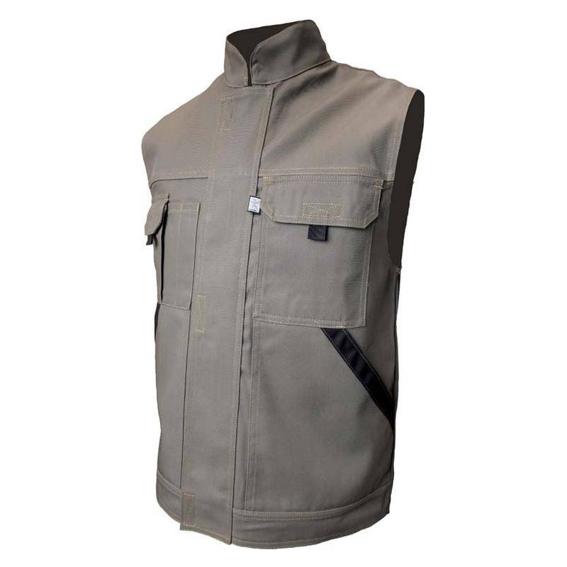 TYPHON gilet de travail coton/polyester multipoches olive