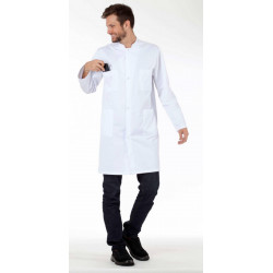 Blouse médicale blanche col officier manches longues Homme LOUIS