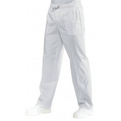 SATIN Pantalon à élastique blanc sans repassage