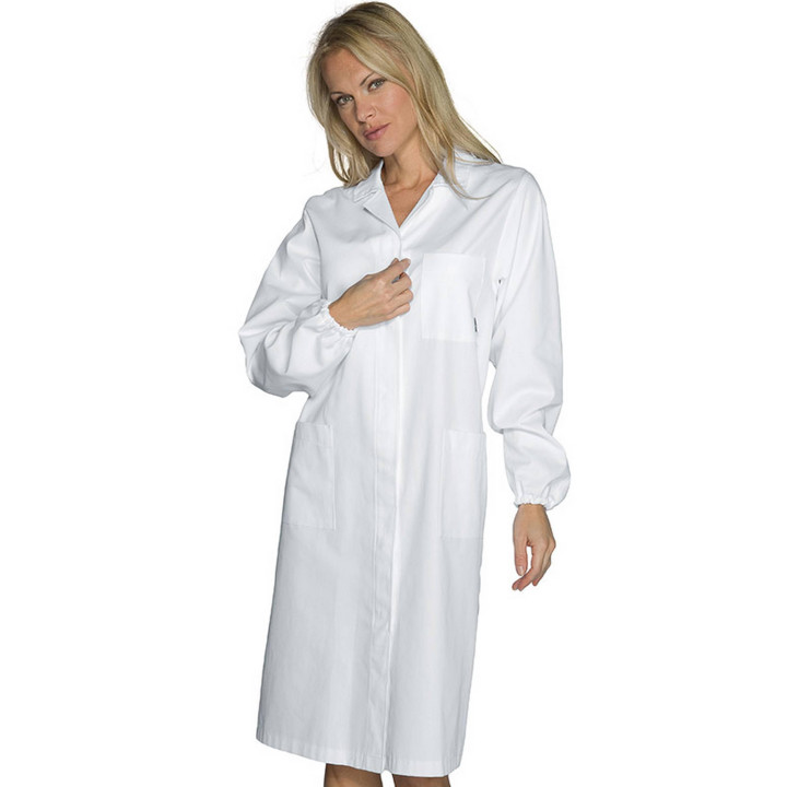 DONNA COTON Blouse de travail femme &agrave; poignets &eacute;lastiques
