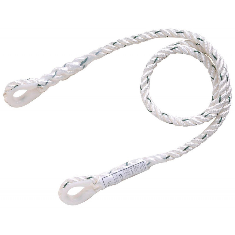 Lot de 25 Longes de sécurité 1.5m double boucles diam 12mm