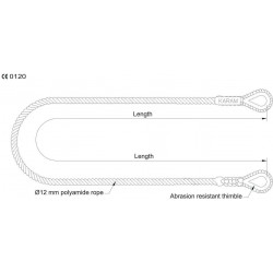 Lot de 25 Longes de sécurité 1.5m double boucles diam 12mm
