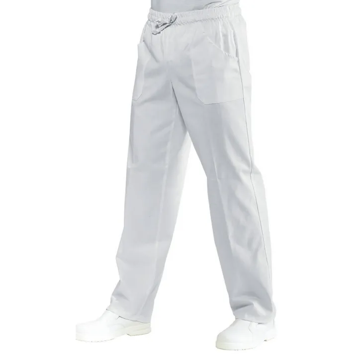 SATIN Pantalon &agrave; &eacute;lastique blanc sans repassage