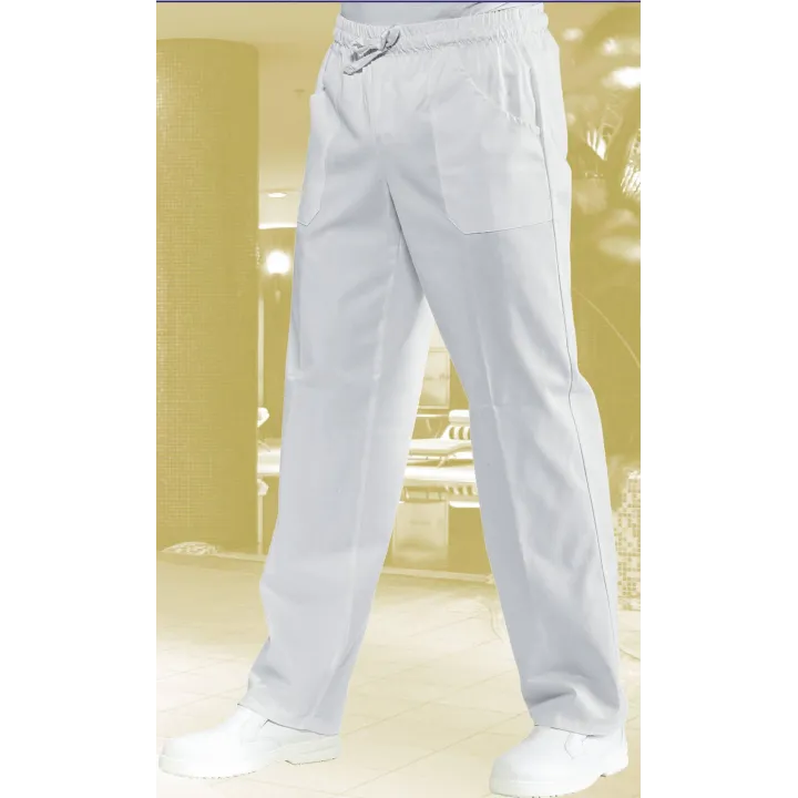 SATIN Pantalon &agrave; &eacute;lastique blanc sans repassage