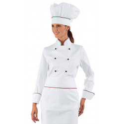 Veste de chef cuisinière en coton à manches courtes LADY ITALY
