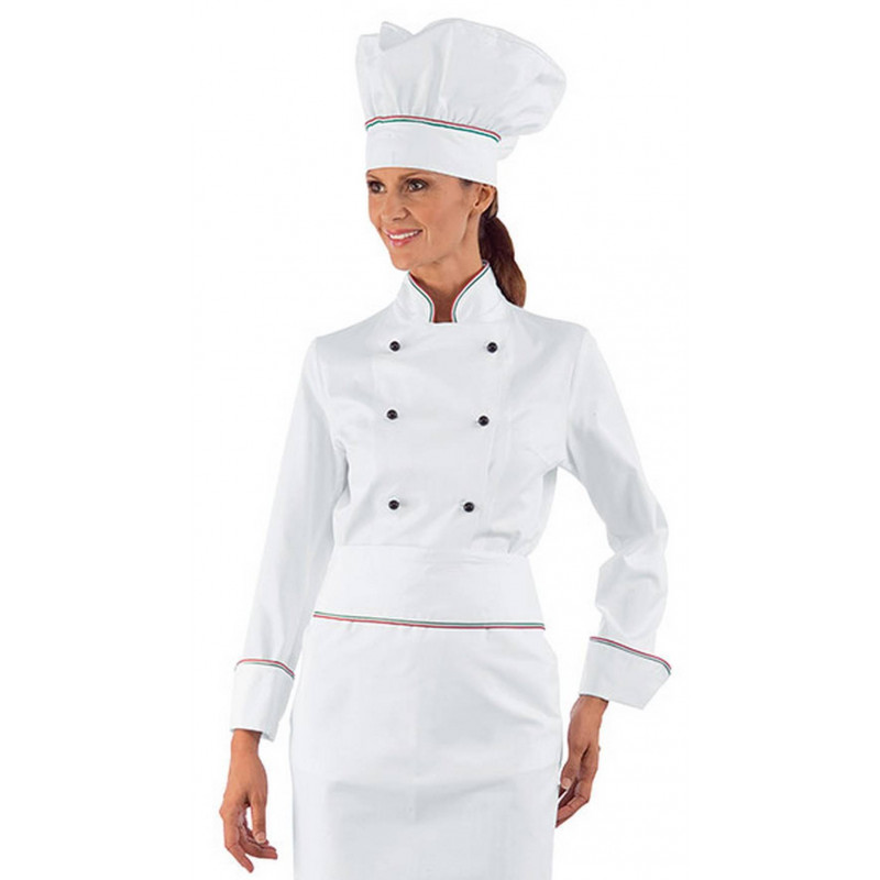 Veste de chef cuisinière en coton à manches courtes LADY ITALY