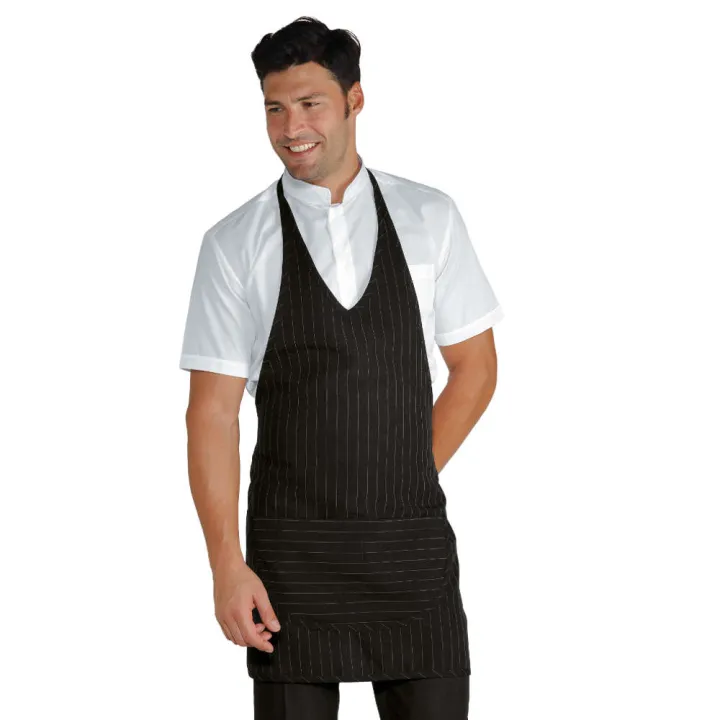 Tablier de service MAGIC Noir Ray&eacute; Blanc