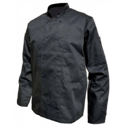 Veste de chef cuisinier manches longues noir polycoton PBV