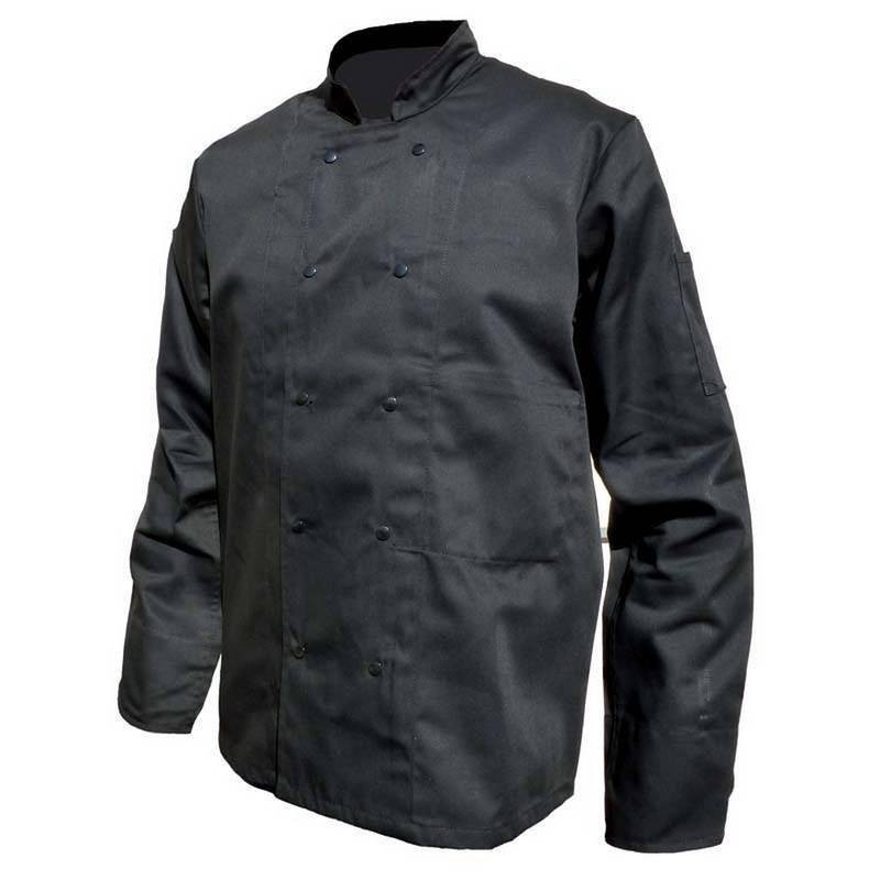 Veste de chef cuisinier manches longues noir polycoton PBV Veste de chef cuisinier manches longues noir polycoton PBV