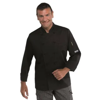 Veste de cuisine homme noire ALABAMA SLIM POLYCOTON