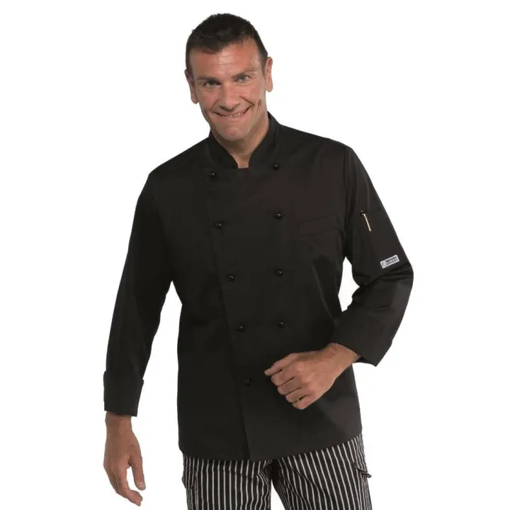 Veste de cuisine homme noire ALABAMA SLIM POLYCOTON