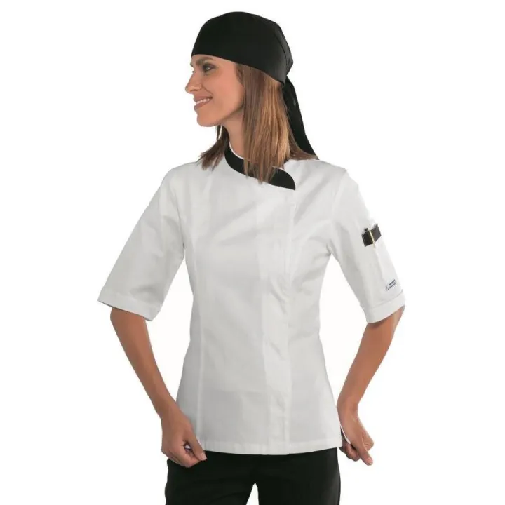 SNAPS Veste de cuisine femme coton manches courtes